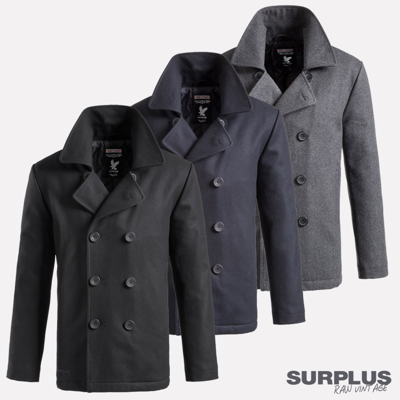 SURPLUS™ PEA Coat Men's US Navy Wool COAT Colani Caban Short Coat