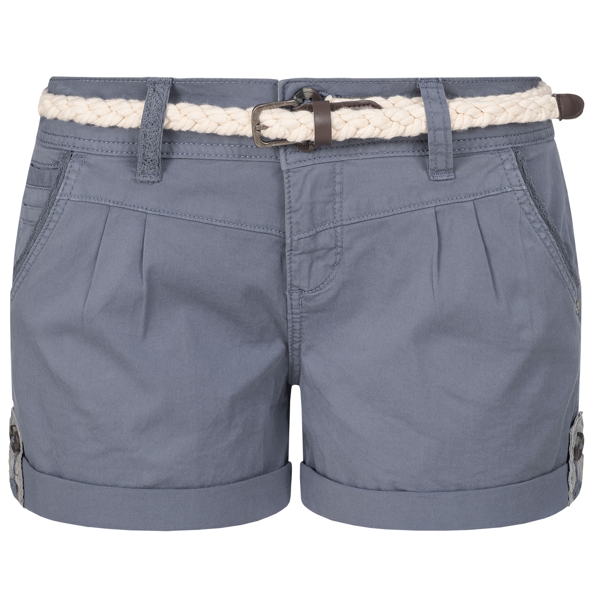 Eight2Nine Damen Chino Bermuda Stretch Shorts mit Flecht Gürtel Hotpants