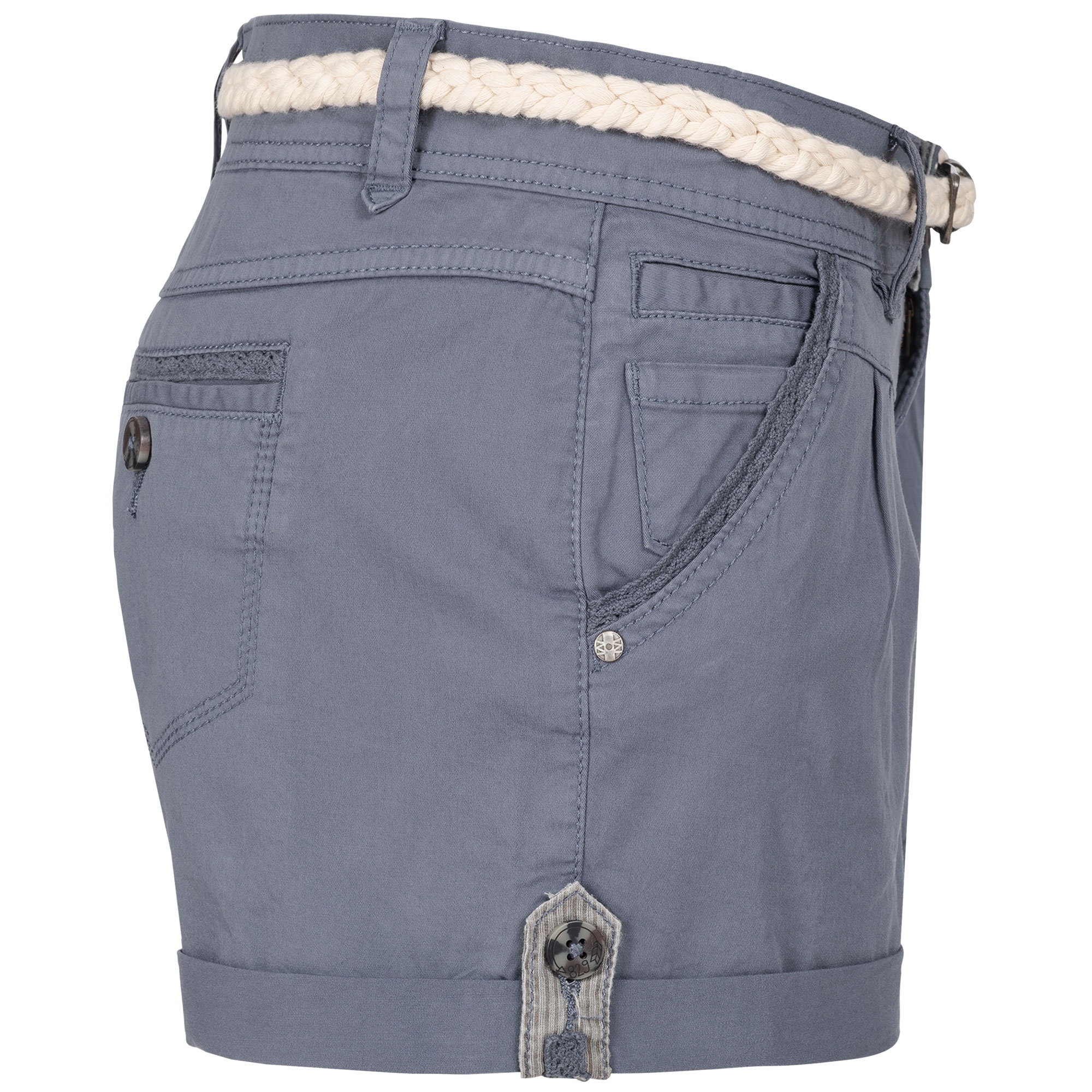 Eight2Nine Damen Chino Bermuda Stretch Shorts mit Flecht Gürtel Hotpants