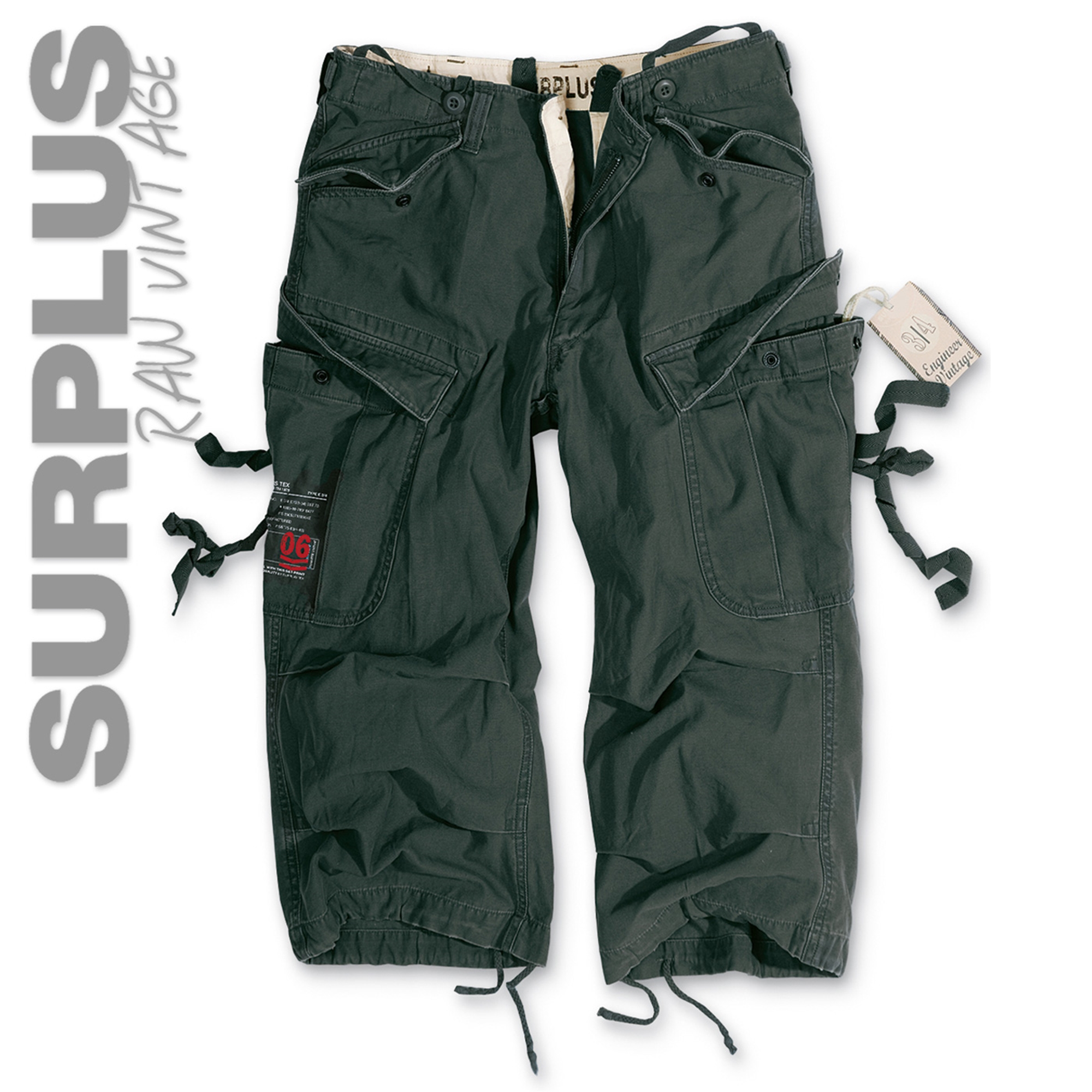 Surplus Engineer Vintage 3/4 Pantaloncini Nero Camo Taglia M - Foto 5