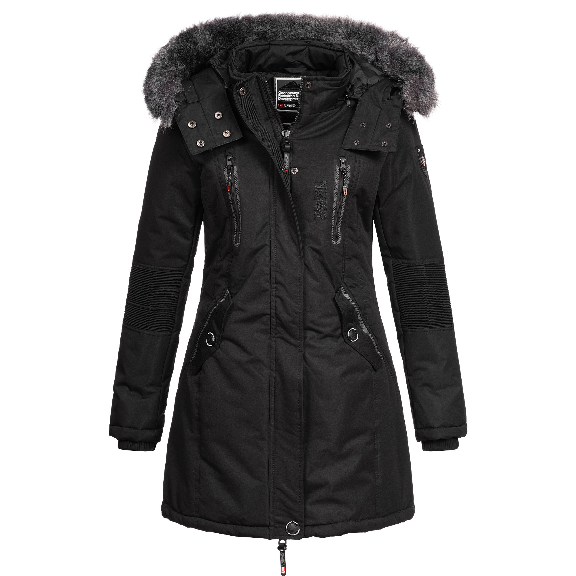 regalo da donna giacca vento invernale Geographical Norway BELANCOLIE LADY cappotto cappuccio pelliccia sintetica Parka caldo da donna giacca corta fodera calda 