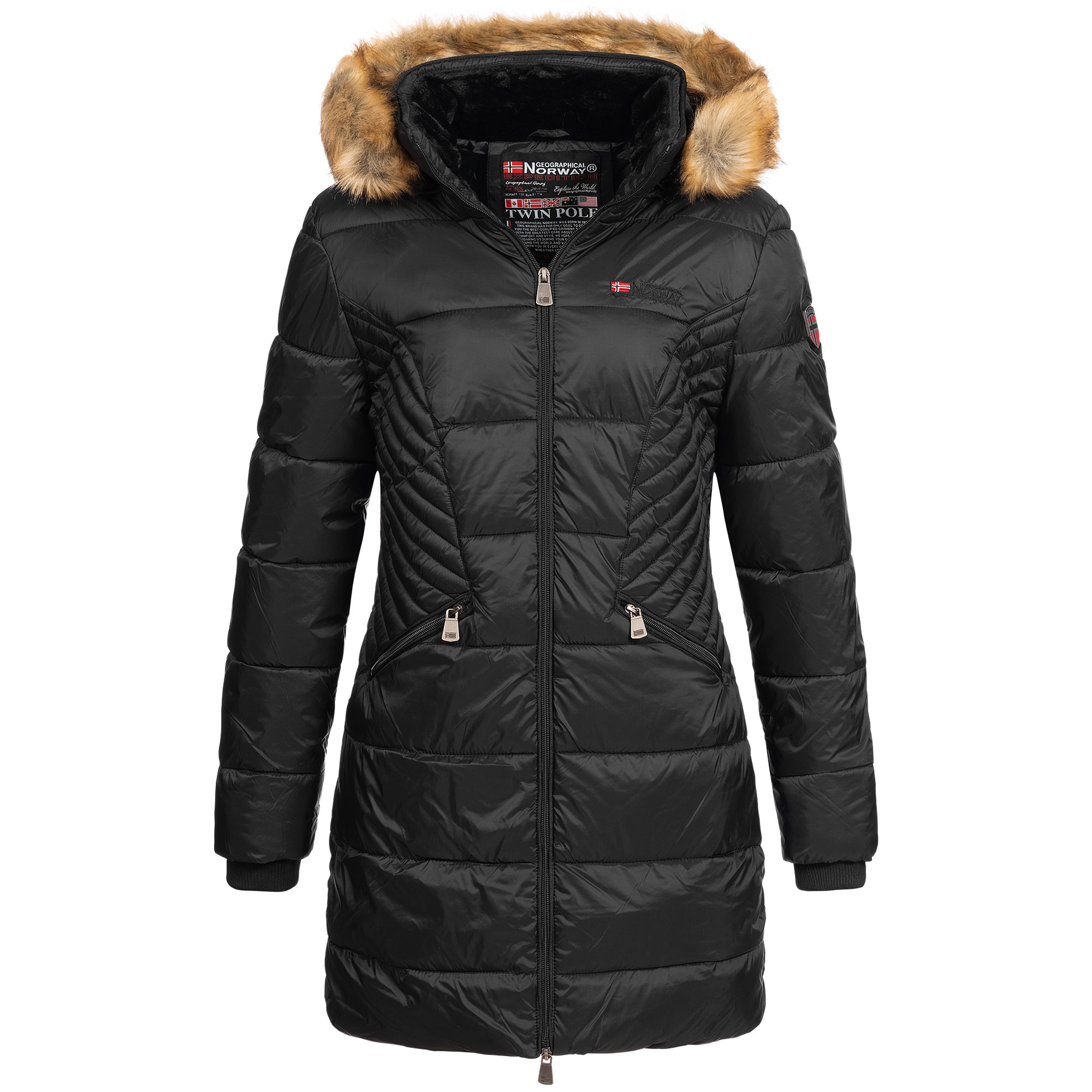 Geographical Norway Damen Jacke Winterparka Fellkapuze Parka Sehr