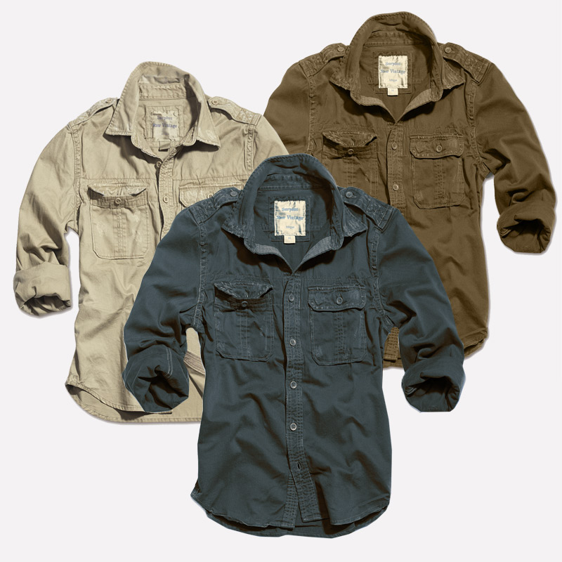 Surplus 1/1 US Raw Vintage Shirt Long Sleeve Washed Military Army Men's